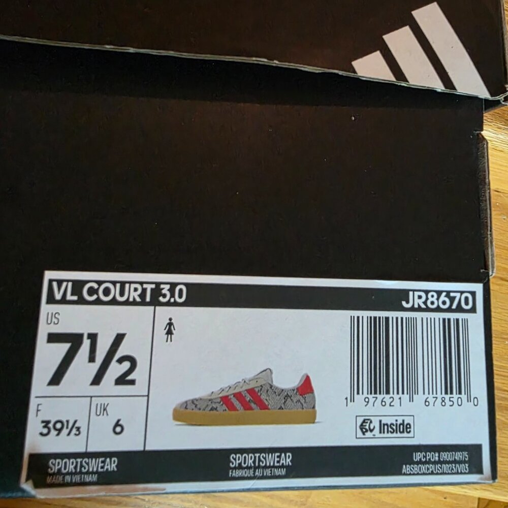 Adidas VL Court 3.0 Women Sneakers Beige Red Snakeskin Gum Sole JR8670 Size 7.5 - Picture 11 of 12